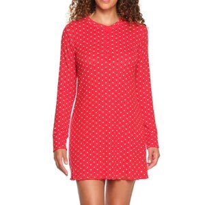 LOFT NWT XXL Loft Women's Henley Pointelle Sleep Dress Red with Hearts NEW